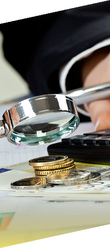 虫眼鏡で査定している様子